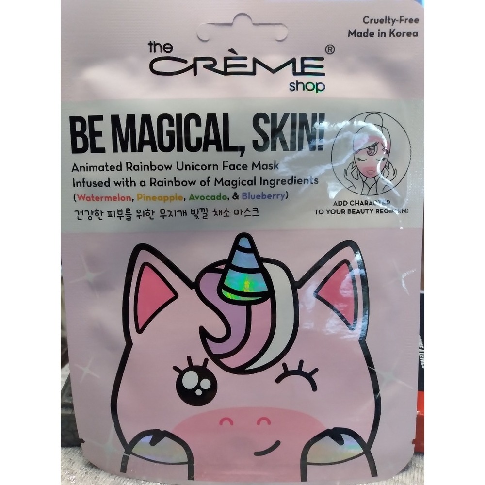 Set Of 3 The Creme Shop Be Magical, Skin! Animated Rainbow Unicorn Face Mask